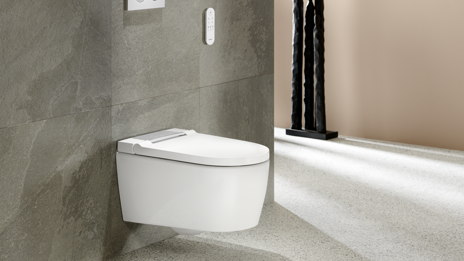 Geberit AquaClean Sela в белом цвете с пультом дистанционного управления Sigma20 Geberit AquaClean Sela в белом цвете с пультом дистанционного управления Sigma20