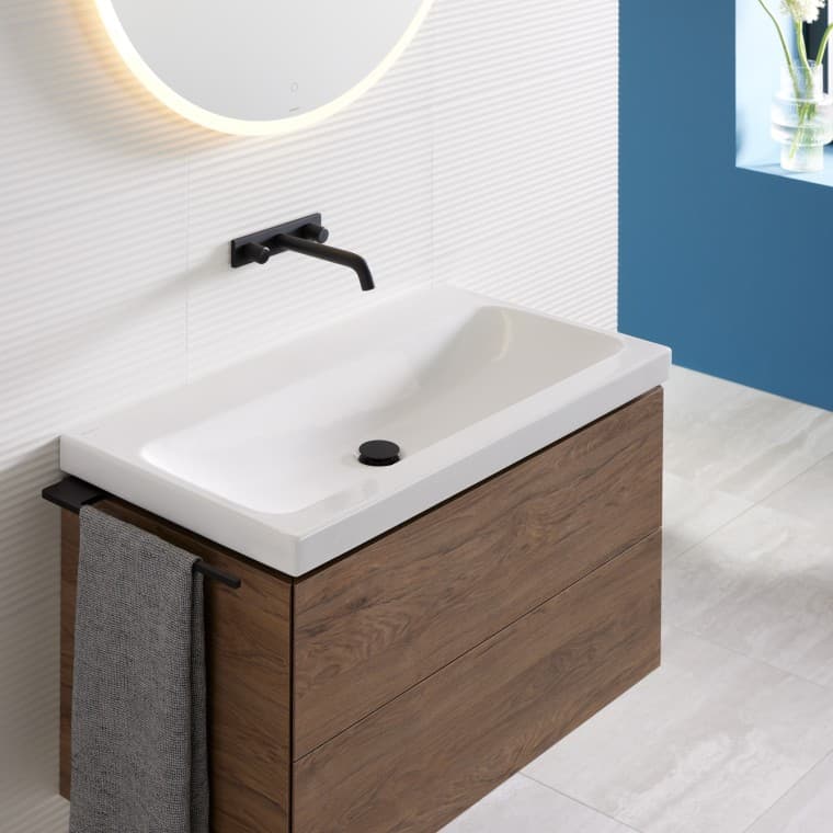 Раковина для ванной комнаты Geberit iCon со шкафчиком под раковину Geberit ONE Раковина для ванной комнаты Geberit iCon со шкафчиком под раковину Geberit ONE