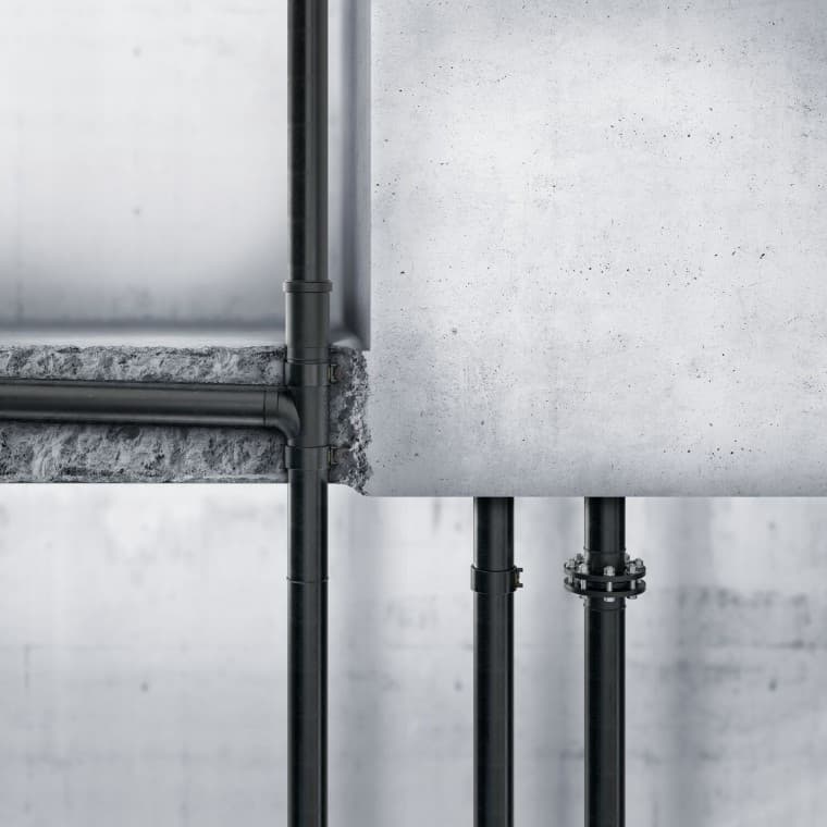 Geberit PE также можно укладывать в бетон Geberit PE также можно укладывать в бетон