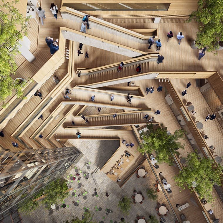 Сердцем новой штаб-квартиры является атриум, внутренний двор, вокруг которого расположены лестницы и лифты, ведущие на верхние этажи (©Foster&Partners) Сердцем новой штаб-квартиры является атриум, внутренний двор, вокруг которого расположены лестницы и лифты, ведущие на верхние этажи (©Foster&Partners)